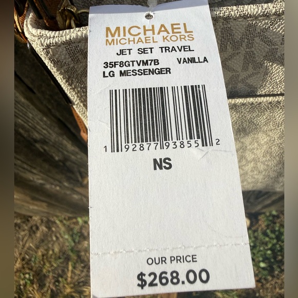 Michael Kors Jet Set Travel Large Messenger Crossbody Bag  (Vanilla/Brown) NWT - Picture 6 of 6